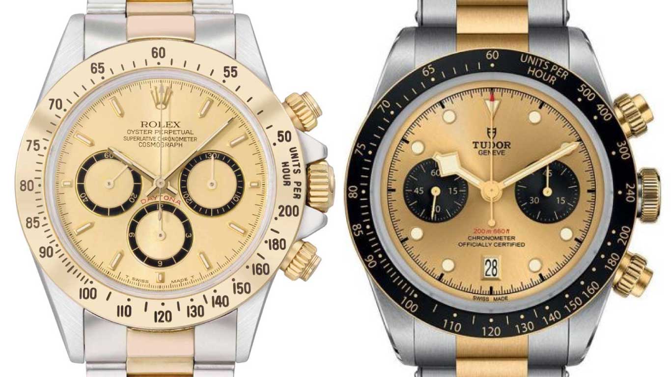 Rolex 16523 and Tudor Black Bay Silver and Gold Chronograph