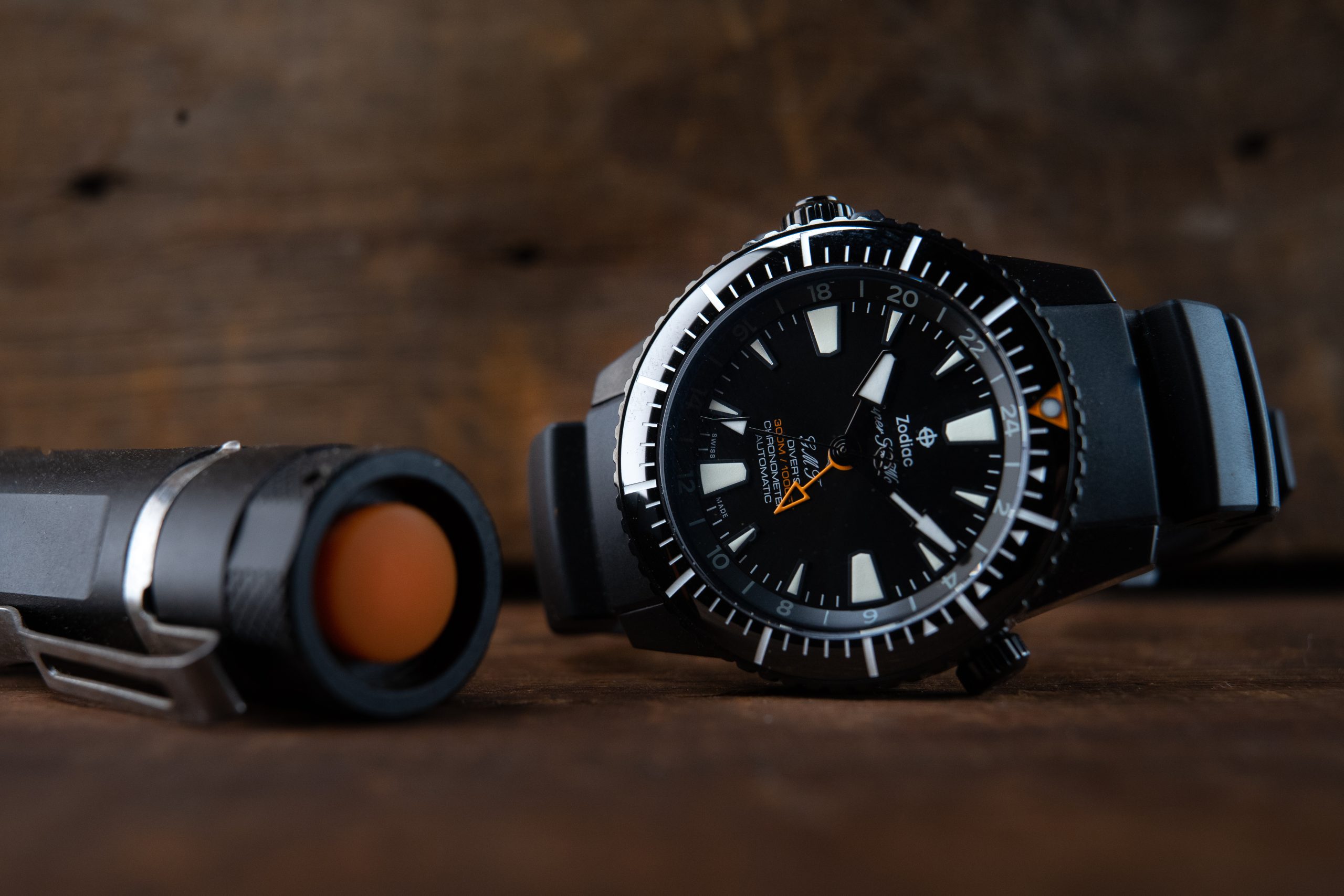 Zodiac Super Sea Wolf Pro-Diver 42mm GMT LHD Black DLC